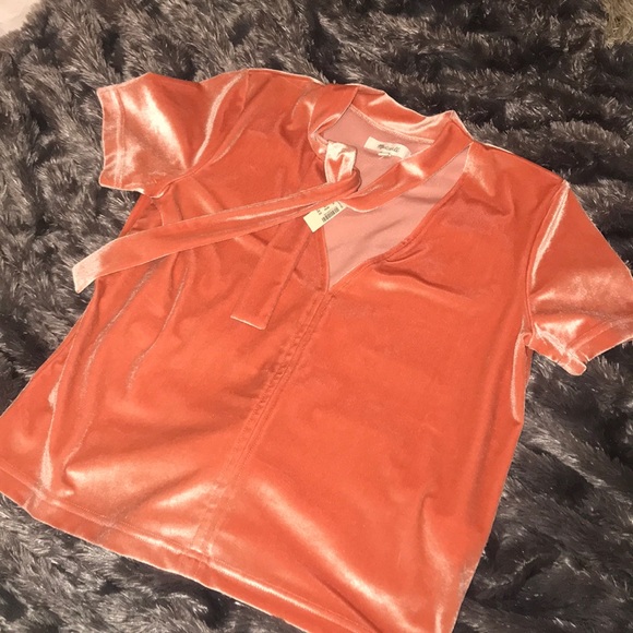 Madewell Coral Velvet T-shirt with Tie - Picture 6 of 6